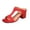 Red_001, variant on Domuza Women Leather Heeled Sandals Platform T-Strap Sandal Solid Color Open Toe Shinny Summer Comfortable Fashion Non Slip Breathable Walking Outdoor Casual Shoes Light Brown 8（EU-40）