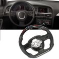thumbnail image 3 of LED Steering Wheel, Flat Bottom Steering Wheel Replacement Carbon Fiber Perforated Leather  For A4 A5 A6 A8, 3 of 8