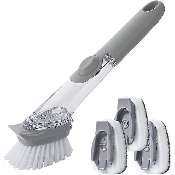 Cepillo lavavajillas 3 en 1 con dispensador de detergente