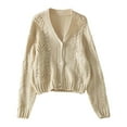 thumbnail image 5 of Ediodpoh Elegant Knit Cardigan Sweater Coat Long Sleeve Open Front Button up Loose Fit Boho Lace Crochet Cardigan Sweaters for Women White L, 5 of 5
