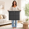 thumbnail image 2 of Oggfader Fabric Storage Bin with Lid, Collapsible Closet Organizer Bins with Handles, Stackable Storage Cubes for Bedroom, Dorm, Apartment - 14x10x8 Inch, Non-Woven, 2 of 6