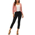 thumbnail image 2 of INSPIRE CHIC Women's Workwear Zipper Collarless Cropped Blazer XS Deep Pink, 2 of 7