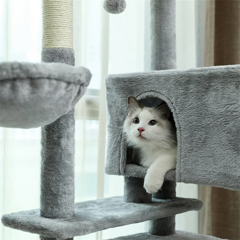 Pefilos 56 Cat Tree Tower for Indoor Cats Multi Level Play House Climber Activity Centre Cat Sleeping Playground with Scratching Posts Dangling