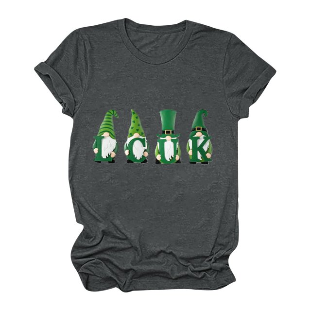 Wolfast T-Shirts pour Femmes Manches Courtes Mode Féminine Saint-Patrick Imprimé Col Rond Manches Courtes T-Shirt Décontracté Haut T-Shirts pour Femmes Mode