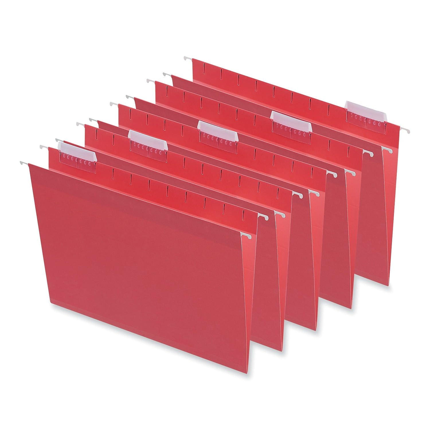 Universal UNV14118EE 1/5-Cut Tab Deluxe Bright Color Hanging File Folders - Letter Size, Red (25/Box)