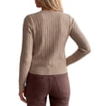 thumbnail image 4 of INSPIRE CHIC Women's Cable Knit Cardigan Crew Neck Long Sleeve Button Up Open Front Small Brown, 4 of 6