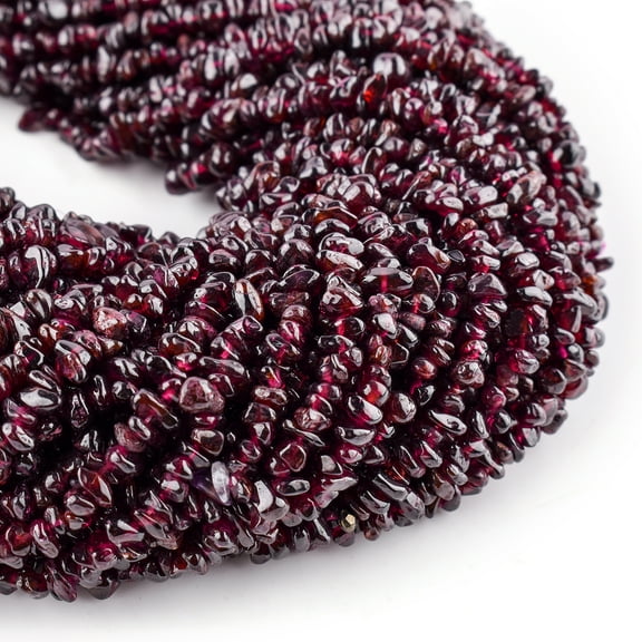 QNAVIC Natural Garnet Gemstone Beads Nugget Chips Drilled Stone Chakra Healing Crystals DIY Jewelry Making Wholesale Bulk Loose Supply Strand 33 inch (1 Strand)