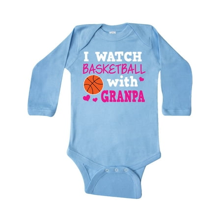 

Inktastic I Watch Basketball with Granpa Gift Baby Girl Long Sleeve Bodysuit