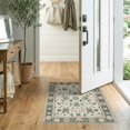 thumbnail image 2 of ODIKA Neutral Vintage Boho Trellis Lattice Distressed Pastel Solid Stain Resistant Thin Throw for Entryway, Kitchen, Laundry Room, 2 of 7