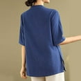 thumbnail image 3 of Women's Casual Fashion Buttoned Top Short Sleeve V-Neck Blouses Shirts, 3 of 3