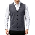 thumbnail image 2 of Hrsba Cardigan Sweaters for Men,Solid Color Button Knit Sweater Vest with Pockets for Fall, 2 of 7