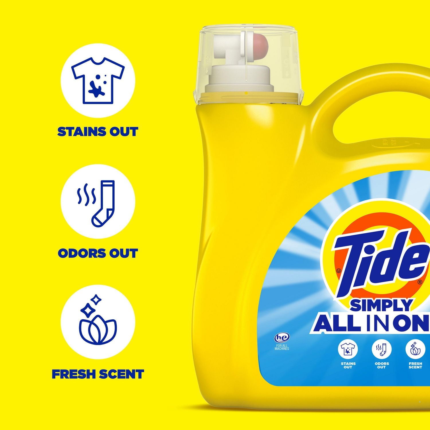 Détergent à lessive liquide Tide Simply, parfum Refreshing Breeze, 107 brassées, 4,4 L (151 oz liq.)