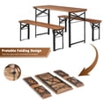 thumbnail image 4 of Ktaxon 4' Wooden Outdoor Folding Patio Camping Picnic Table Set with Bench, Brown, 4 of 9