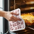 thumbnail image 3 of Red Botanical Pot Holders for Kitchen Heatproof Potholder, 2 Pack Vintage Nature Flower Floral Hot Pads Multipurpose Oven Pads Cloth Potholders Trivet for Cooking and Baking, 3 of 8