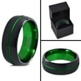thumbnail image 4 of P. Manoukian Tungsten Wedding Band Ring 8mm for Men Women Green Black Domed Brushed Polished Lifetime Guarantee Size 11, 4 of 4