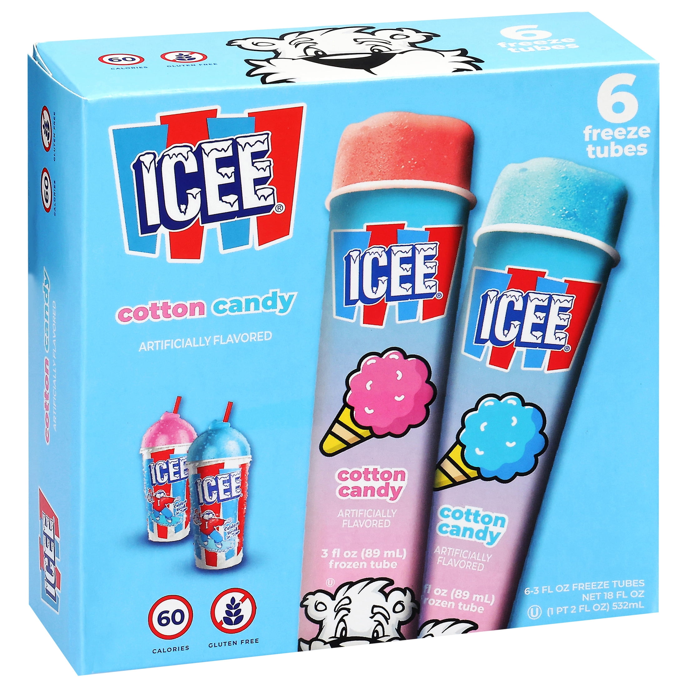 ICEE Cotton Candy Freeze Tubes, 3 fl oz, 6 Count