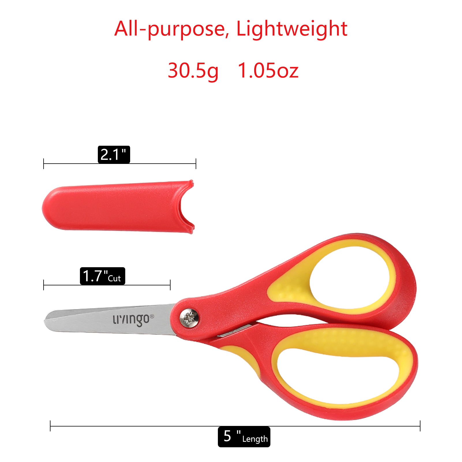 Scissors Bulk for Kids, EZZGOL 12 PACK 5” Safety Blunt Tip Student  Scissors, 6 Assorted Colors Kid Craft Scissors for Cutting Regular