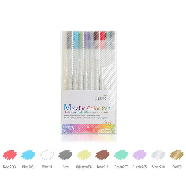 Metallic Markers, EEEkit 10 Assorted Colors Water-Based Paint Pens Fit for  Coloring Books, Doodling Writing, Drawing Craft 