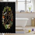 thumbnail image 3 of Manfei Retro Stars Print Shower Curtain 72Wx78L,Vintage Mushroom Flowers Bath Curtain,Black, 3 of 5