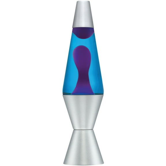 Lava the Original 14.5 inch Silver Base Lamp with Purple Wax in Blue Liquid
