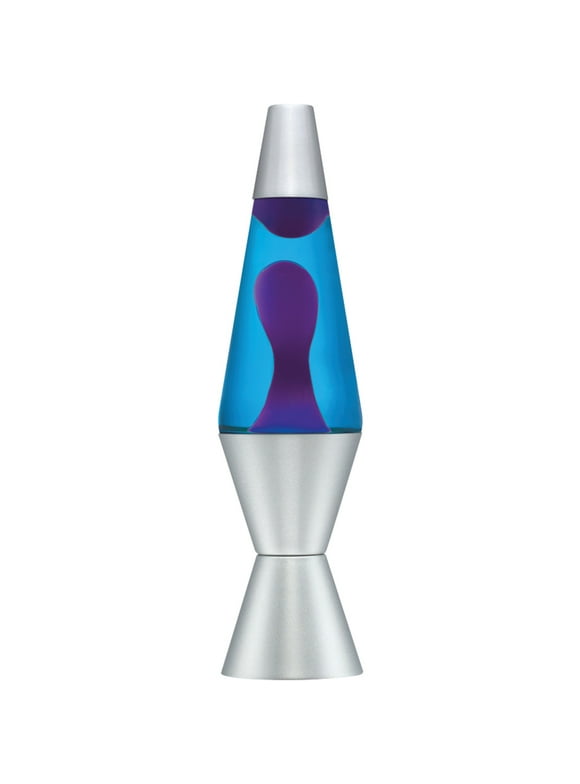 Lava the Original 14.5-Inch Silver Base Lamp with Purple Wax in Blue Liquid