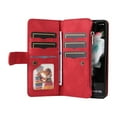 thumbnail image 2 of Multifunctional Case for Samsung Z Fold 4,[RFID Blocking] 9 Credit Cards Holder with Wrist Strap, Premium PU Leather Zipper Wallet Purse Magnetic Flip Phone Cover for Samsung Galaxy Z Fold 4, Red, 2 of 12