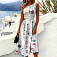 thumbnail image 2 of KLHDSF Dresses For Women Crew Neck Sleeveless Fit And Flare Fashionable Lightweight Elegant Summer Dress Blue XL, 2 of 6