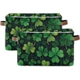 thumbnail image 2 of St. Patrick's Day Shamrock Storage Basket with Handles Collapsible Storage Bins Canvas Fabric Storage Organizer for Shelves Closet Bedroom Living Room 1Pack Decor Gifts, 2 of 7