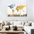 thumbnail image 3 of Elephant Stock Vintage Hues World Map Wall Art - Horizontal Multi Panel Canvas - Living Room Wall Decor - Map Multi Panel - Blue And Yellow Decor - 74" x 48", 3 of 8