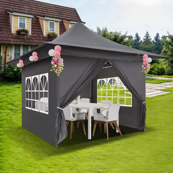 SANOPY 13x13 Outdoor Commercial Canopy, Waterproof and Sunshade Gazebo with Awning Eaves for Street Commercial Event, Gray