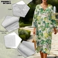 thumbnail image 5 of DISNIMO Womens Casual Maxi Dresses Monstera Printed Linen-Like V Neck Midi Dress Loose Fit Midi Dresses Lightweight 3/4 Sleeve Dress, 2XL, 5 of 6