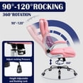 thumbnail image 5 of HESL Office Chair with Flip-Up Arms, Big and tall Office Chair with Rocking Mode, Desk Chair, Pink, 5 of 7