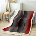 thumbnail image 2 of Gradient Red and Grey Black Throw Blanket for Sofa Decor,Irregular Silver Stripe Wave Line Fleece Blanket Ombre Blanket 60"x80",Abstract Art Room Decor Aesthetic, 2 of 4