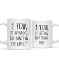 thumbnail image 1 of Koyal Wholesale 1st Wedding Anniversary Coffee Mug, 1 Year of Wearing the Pants in the Family, Letting Him Think, 2-Pack, 1 of 4