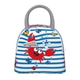 thumbnail image 1 of Balery Red Funny Crab on Blue Stripe Bolsa de Almuerzo para Mujeres, Caja de Almuerzo, Bolsa de Almuerzo Pequeña Impermeable, Tote de Almuerzo Reutilizable con Gran Capacidad, 1 of 6