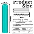 200 Pcs Green 1/4" Hole Expanding Plastic Screw Anchors Concrete Tile