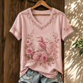 thumbnail image 2 of JULMCOMO Womens Breast Cancer Shirts V Neck Pink Floral Print Breast Cancer Awareness Shirts Short Sleeve Casual Comfy Graphic Tees Watermelon Red 2XL, 2 of 3