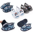 thumbnail image 2 of Infant Baby Boys Girls Summer Beach Sandals Breathable Athletic Anti-slip Soft Sole Newborn First Walker Crib Shoes Cartoon Vehicle Sandals Baby Soft Magic Tape Prewalker Flat Shoes, 2 of 8