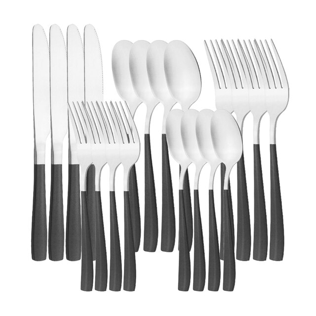 UMMH Matte Black Cutlery Set Dinnerware Set Dinner Knife Dessert Fork