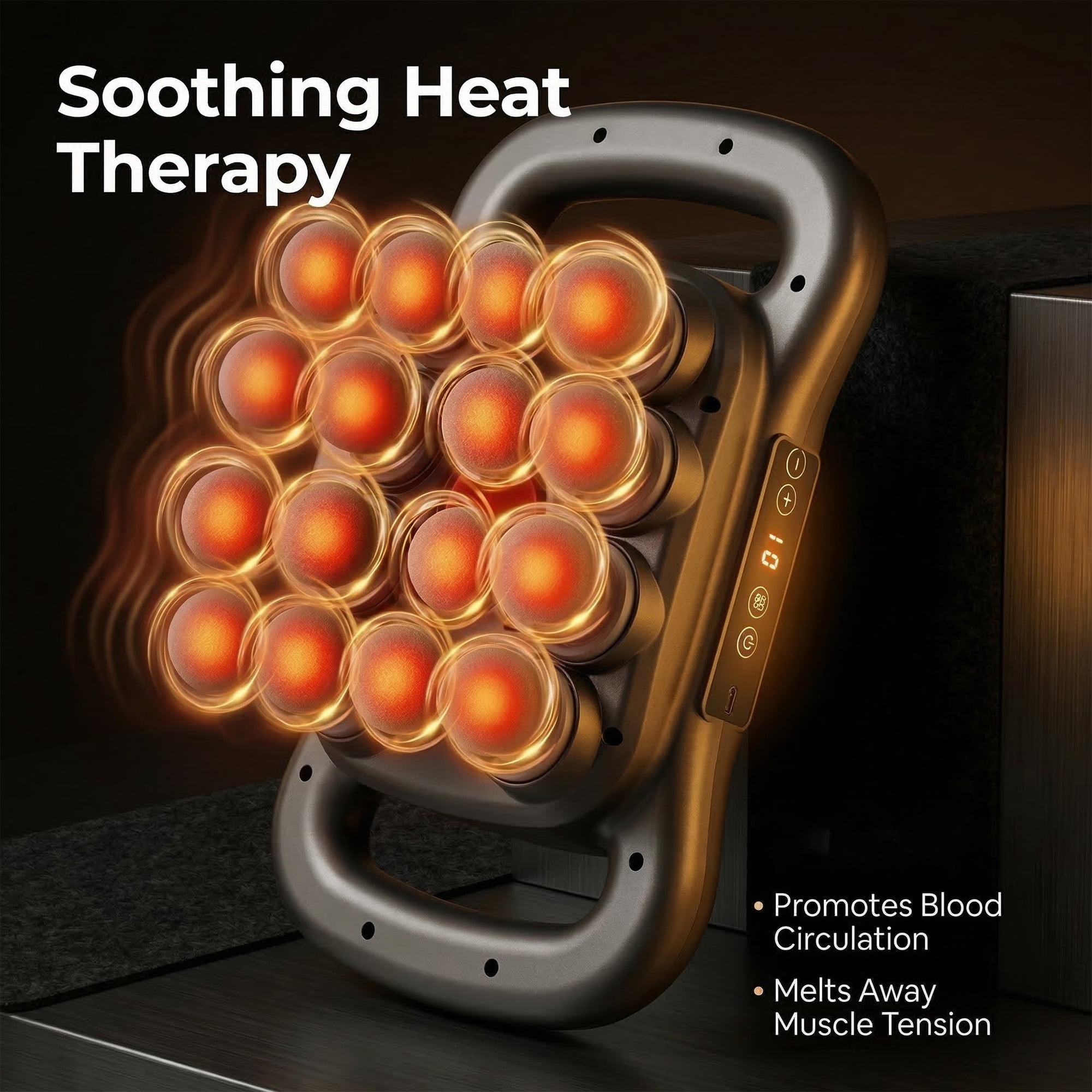 Massage Gun Deep Tissue, 16 Head Percussion Muscle Massager for Back, Neck and Shoulders, Handheld Back Massager for Pain Relief Deep Tissue with 3 Modes & 30 Speeds