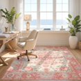 thumbnail image 3 of Design&I 2'x3' Ultra Soft Door Mat, Pink Boho Vintage Distressed Border Scroll Lattice Ornate Southwestern None Fluffy Washable Easy Care Indoor rug for Bedside Entryway, 3 of 7