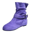 thumbnail image 3 of Drie Short Boots Women's Ankle Boots Low Chunky Heeled Booties Casual Comfortable Fall Winter Pointed Closed Toe Short Boots for Women Purple,5.5, 3 of 4