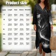thumbnail image 6 of DISNIMO Women's Maxi Dress Dragon Print Linen-Like V Neck Dresses Casual 3/4 Sleeve Midi Dress Loose Fit Shift Dresses for Women, 2XL, 6 of 6