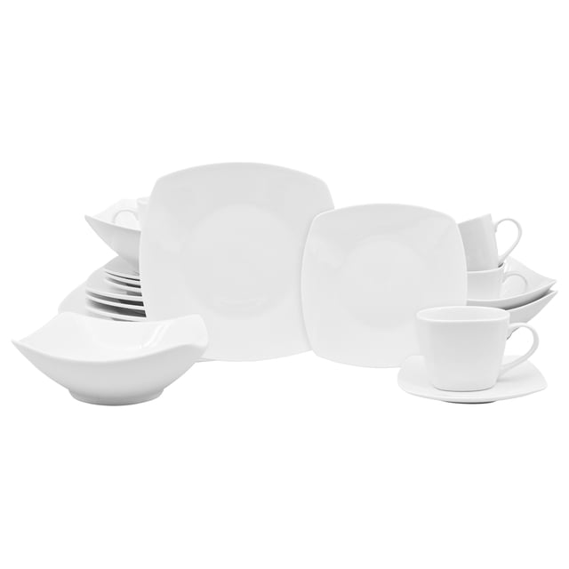 Vajilla de Porcelana Crown Baccara 20 piezas para 4 personas CUADRATA Clásica