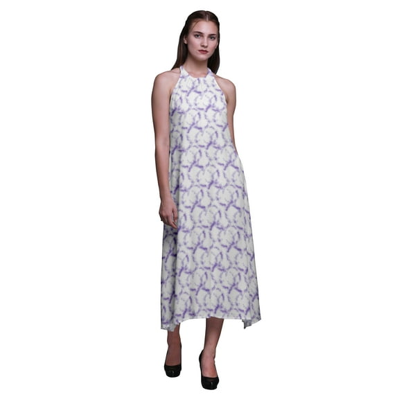 Bimba Tie-Dye Women Backless Halter Neck Beachwear Summer Evening Party Dress-Large