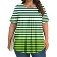 thumbnail image 2 of ZQUUVOU Women's Summer Top Plus Size Short Sleeve Solid Stripe Round Neck Front Fold Blouse Green, 2 of 6