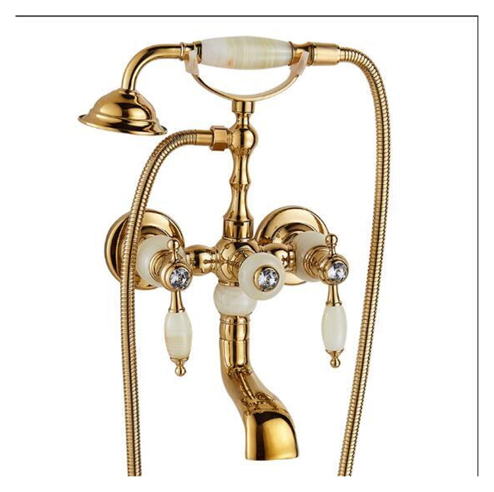 Luxury Antique Style Gold Bath Tub Faucet Ceramic Handle Handheld Shower Head Faucet Bathtub faucet set shower faucet set