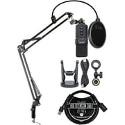 Samson G-Track Pro USB Condenser Microphone for Voiceovers, Podcasting, Vocal and Instrument Recording Bundle with Blucoil 3-FT USB 2.0 Type-A Extension Cable, and Boom Arm Plus Pop Filter