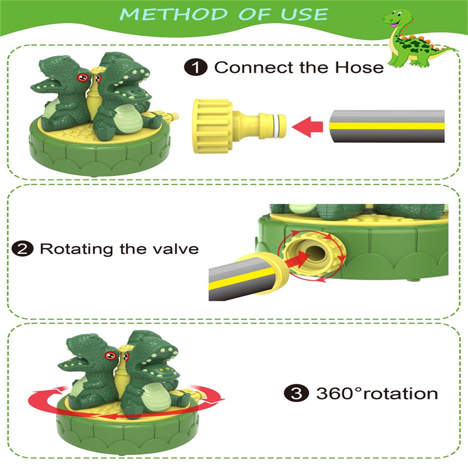 Cute Dinosaur Water Sprinkler Toy for Kids, Outdoor Summer Garden Lawn Spray Water Toy, Fun Water Play Toys for Backyard Pool Game Activities Boys Girls