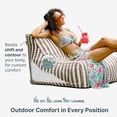 thumbnail image 4 of Jaxx Ponce Outdoor Bean Bag Chair - Weather Resistant Patio and Poolside Lounge Seating, Taupe Stripes, 4 of 8